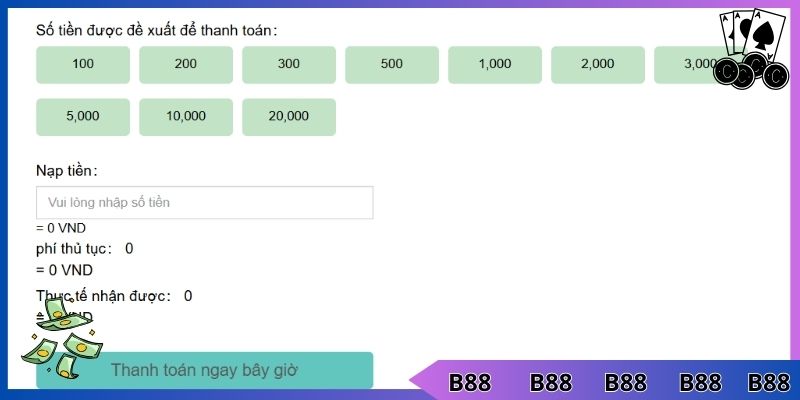 Các bước nạp tiền qua ngân hàng